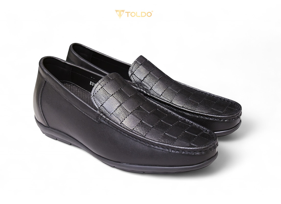 Giày cao 6cm siêu nhẹ vân kẻ caro 19